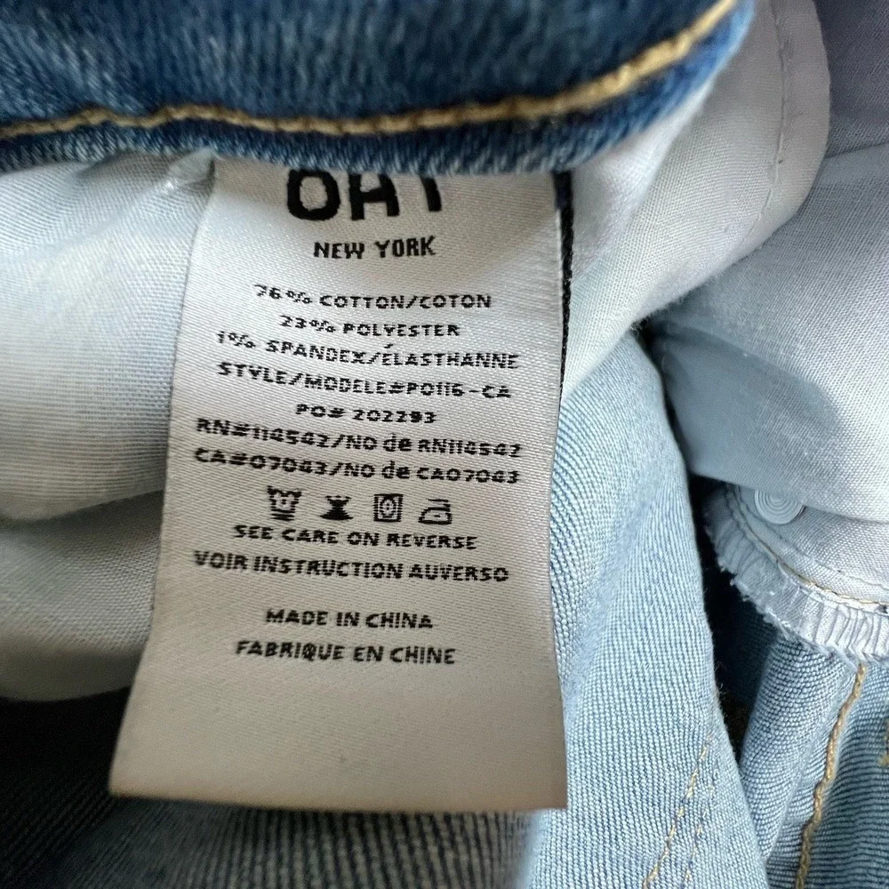 Oat New York Womens 25 Relaxed Straight Leg Light Wash Mid Rise Fringe Hem Jeans